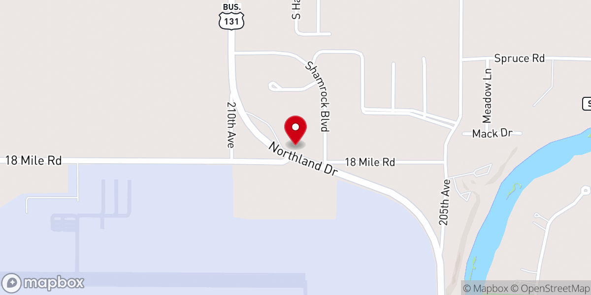 Map showing location of Good Shepherd Lutheran Church of Big Rapids Michigan