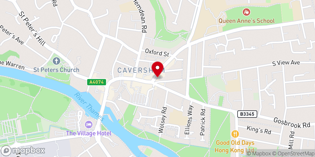 Map showing location of Caversham Baptist Church
