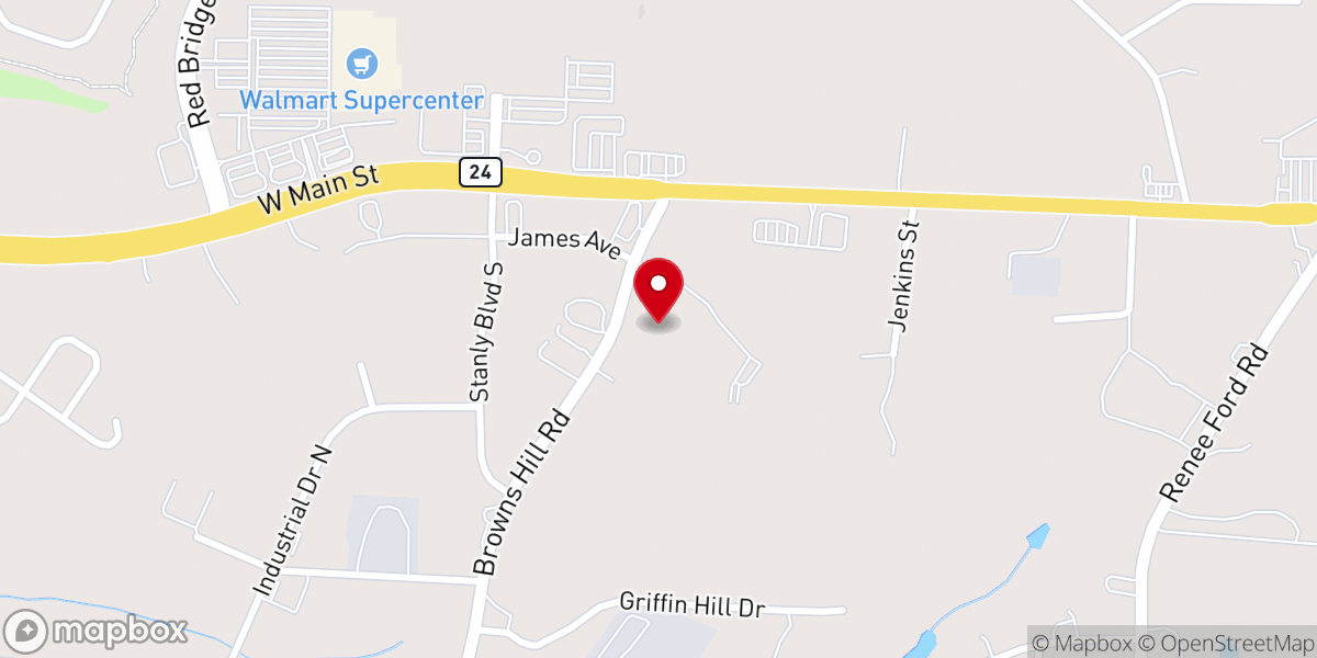 Map showing location of Brown Hill AME Zion Church