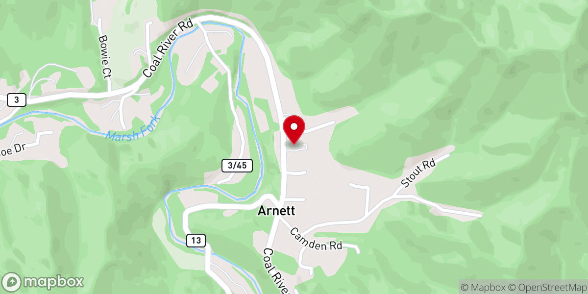 Map showing location of Flat Branch Church