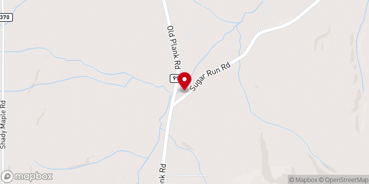 Map showing location of Trough Creek Church