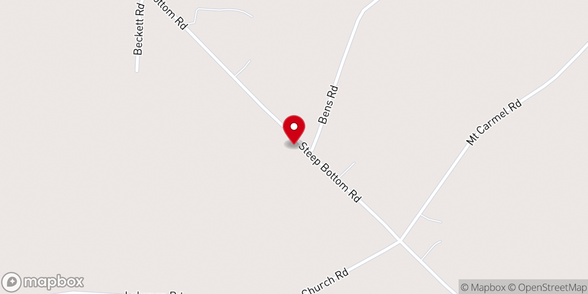 Map showing location of Steep Bottom Baptist Church