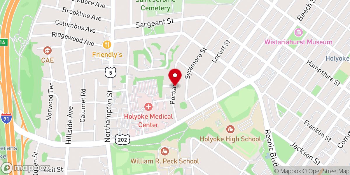 Map showing location of Iglesia Bethsaida Inc Congregacion De Chicopee