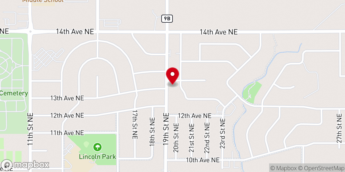 Map showing location of Prairie Lakes Baptist Church