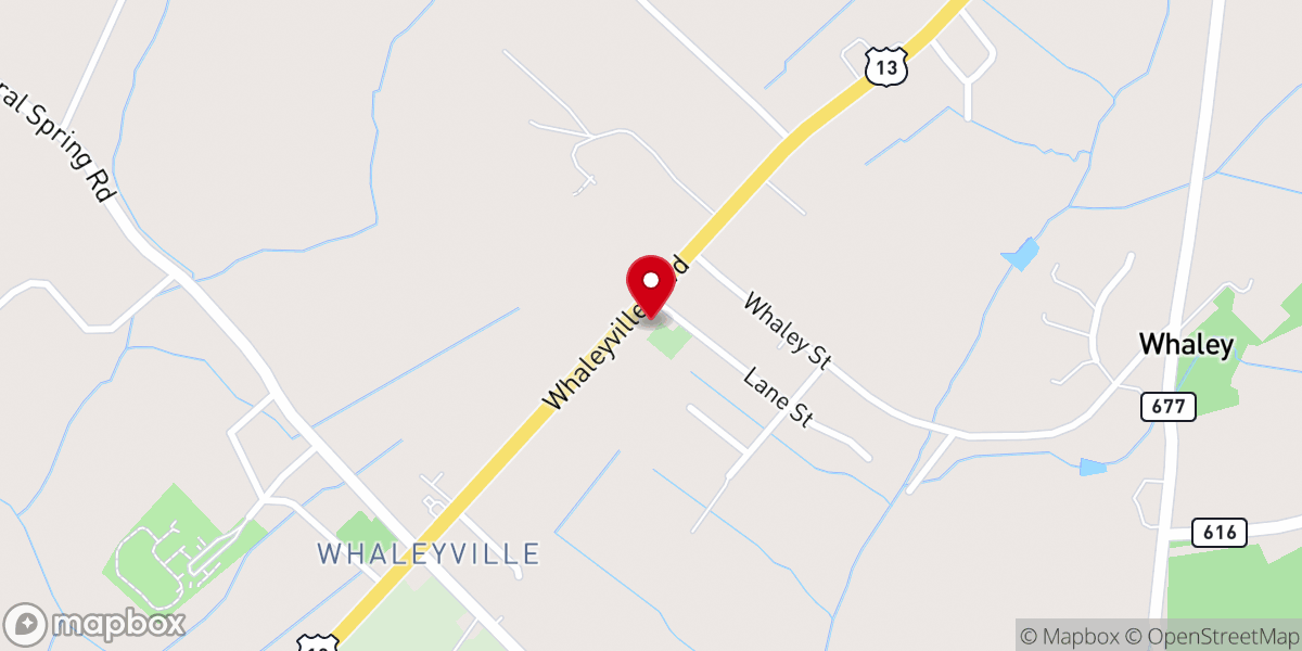 Map showing location of Whaleyville United Methodist