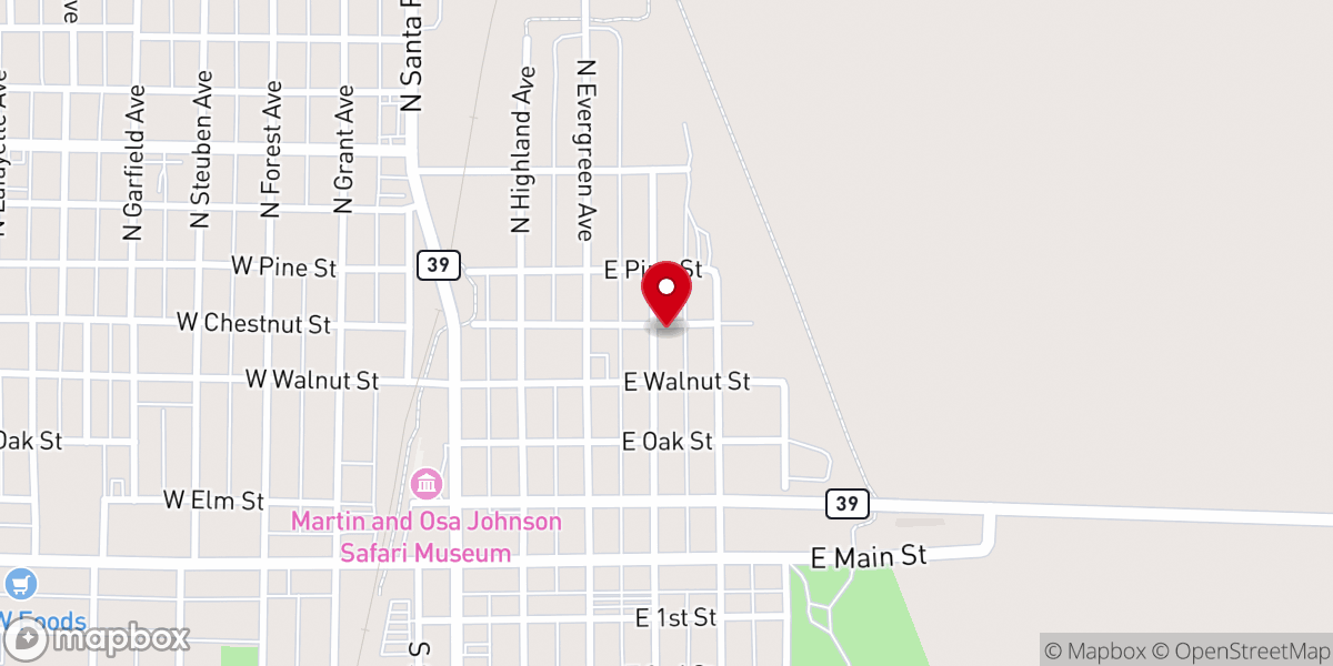 Map showing location of New Hope Baptist Church