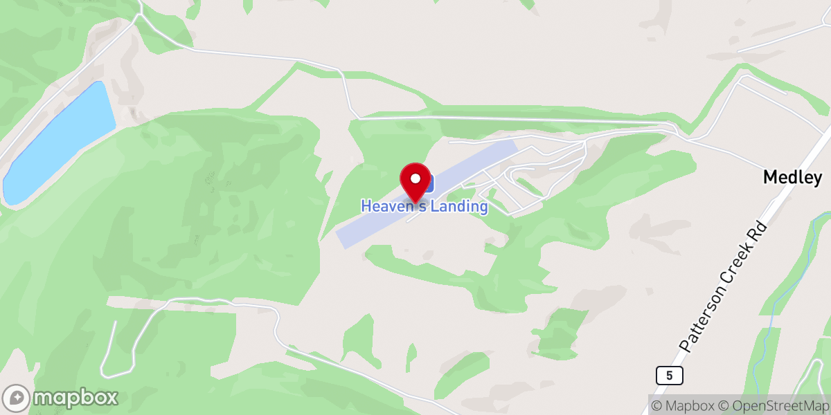 Map showing location of Heavens Landing Airstrip