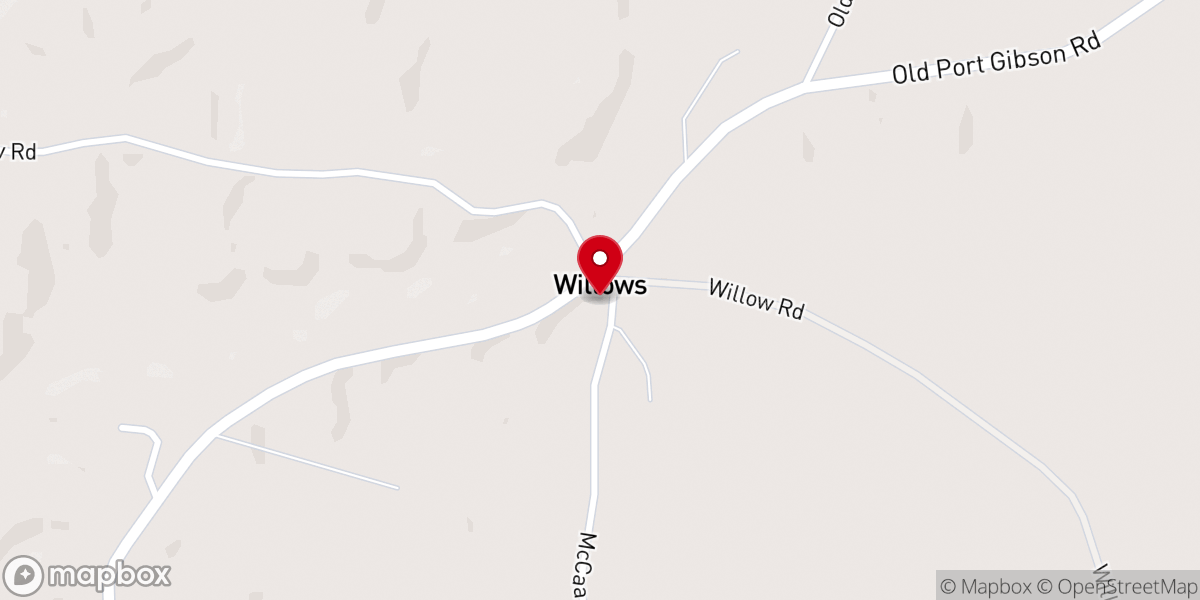 Map showing location of Willow Springs Methodist Church