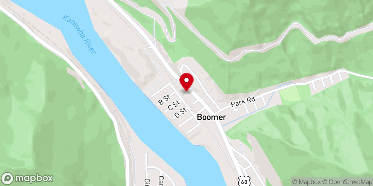 Map showing location of Boomer United Methodist Church