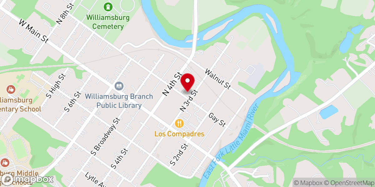 Map showing location of Williamsburg Community Mission - Food Distribution Center