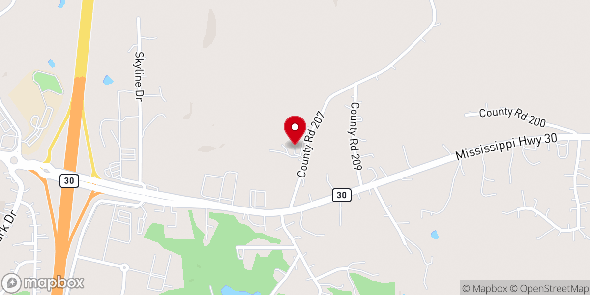 Map showing location of Calvary Baptist Church, Oxford MS
