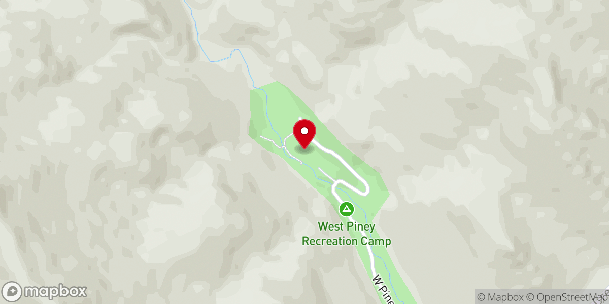 Map showing location of West Piney Recreation Camp