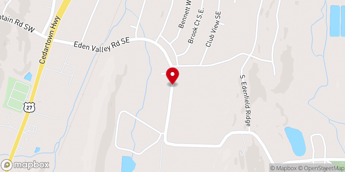 Map showing location of Eden Valley Church