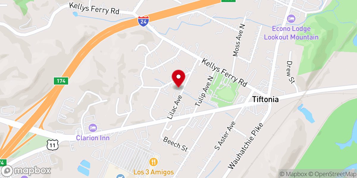 Map showing location of Lookout Valley Church