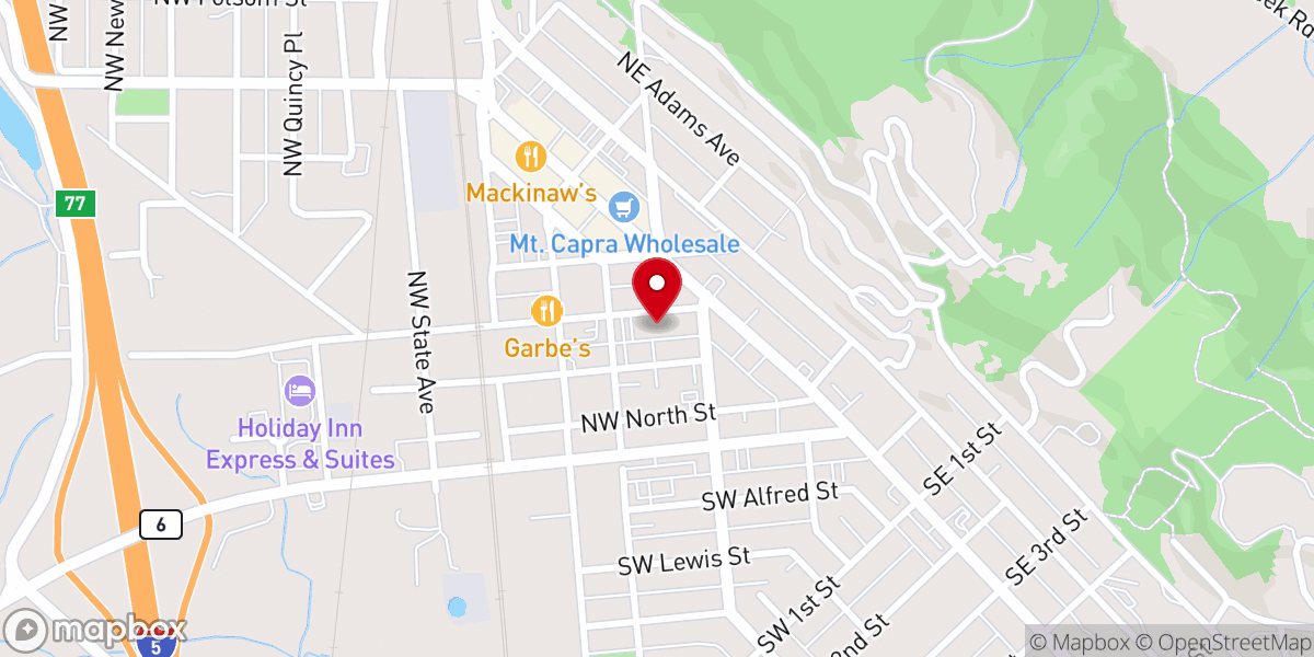 Map showing location of First Christian Church