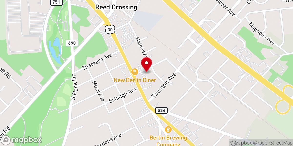 Map showing location of Berlin Baptist Church
