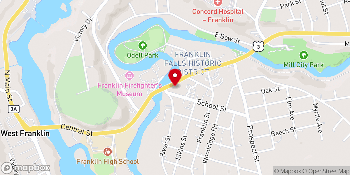 Map showing location of Episcopal Mission of Franklin NH