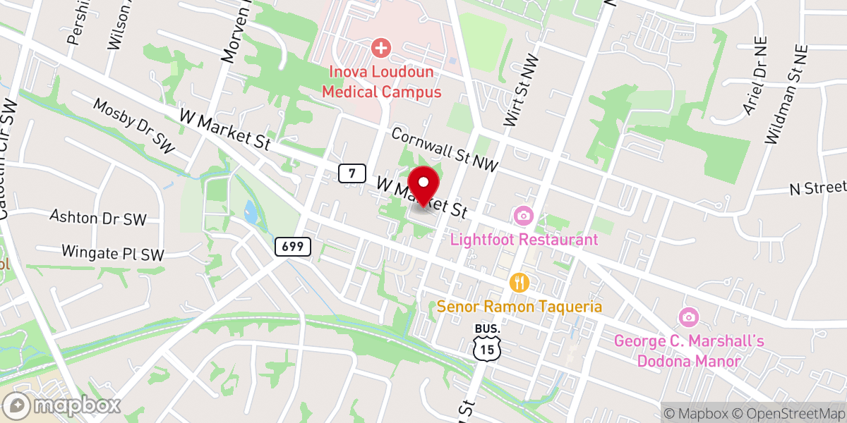 Map showing location of Leesburg Presbyterian Preschool
