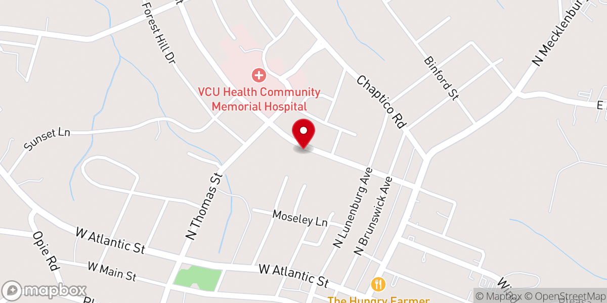 Map showing location of South Hill Church of Christ