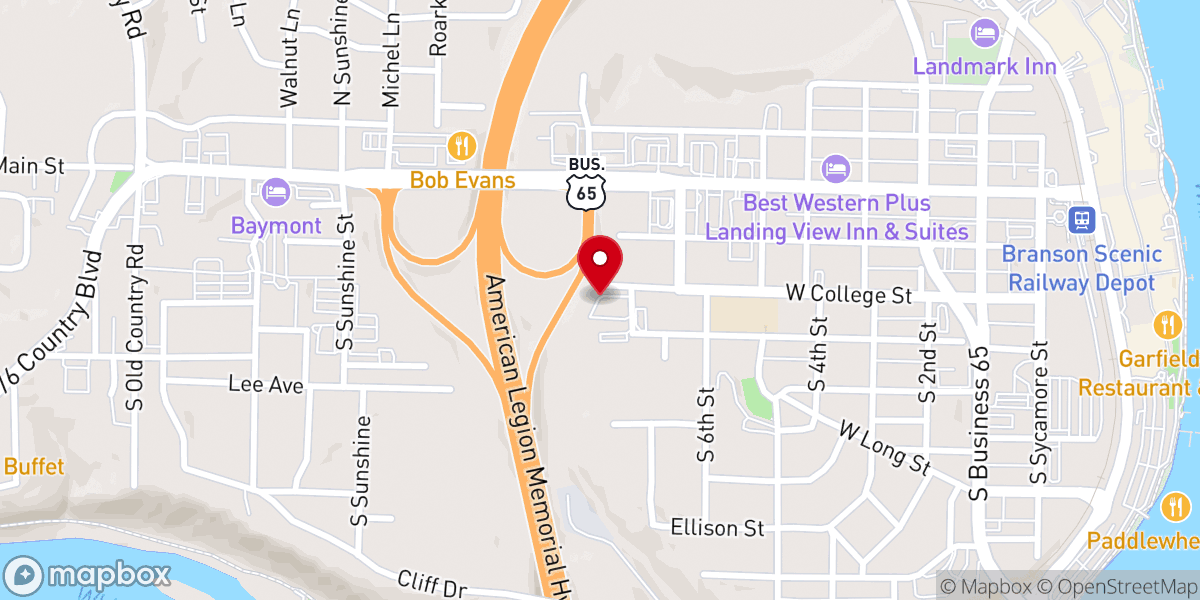 Map showing location of Branson Church of Christ