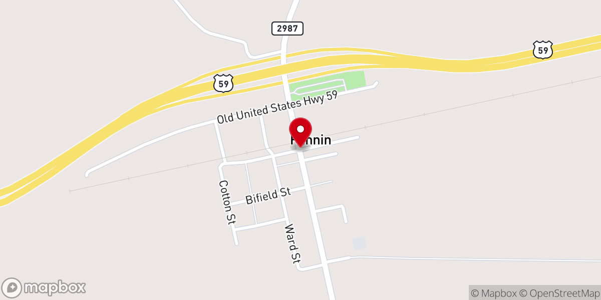 Map showing location of Fannin, TX 77960