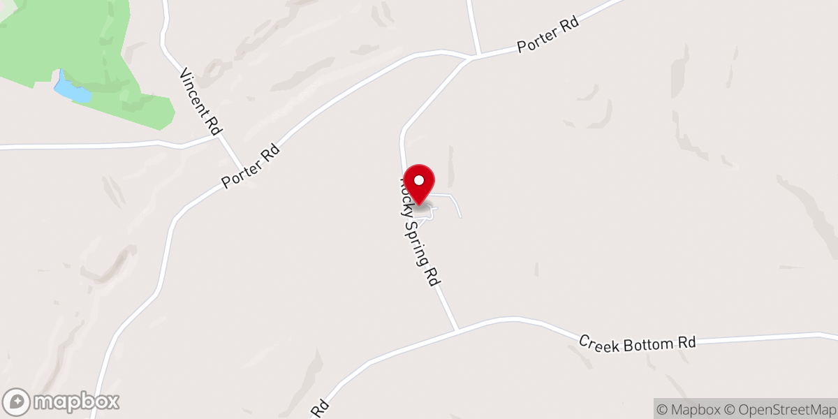 Map showing location of Rocky Springs Presbyterian Church