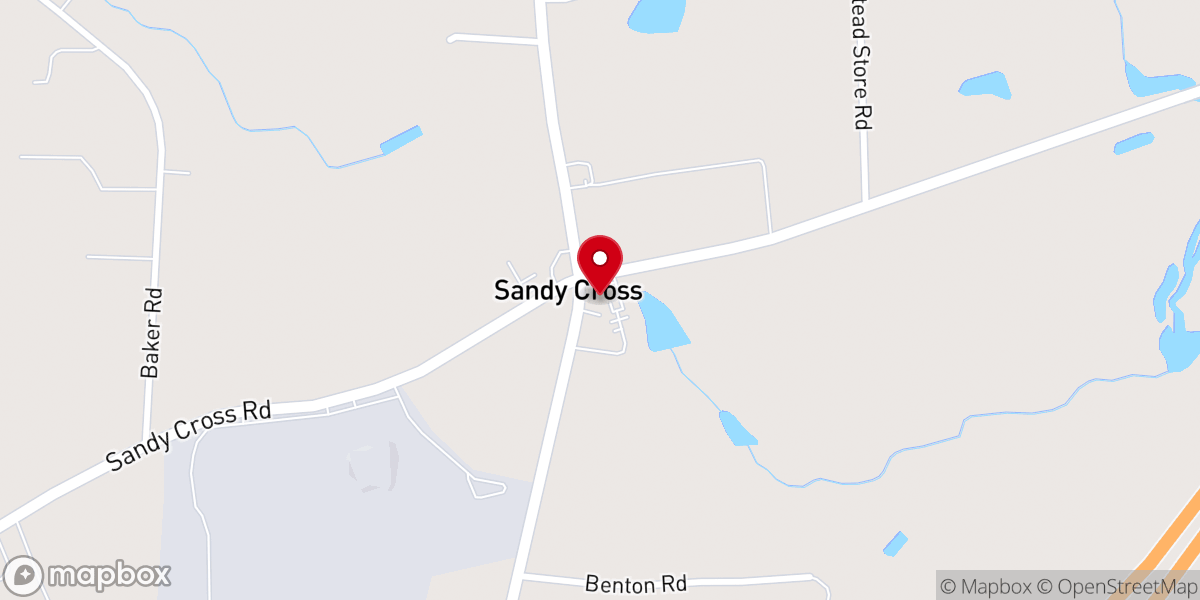 Map showing location of Sandy Cross Methodist Church