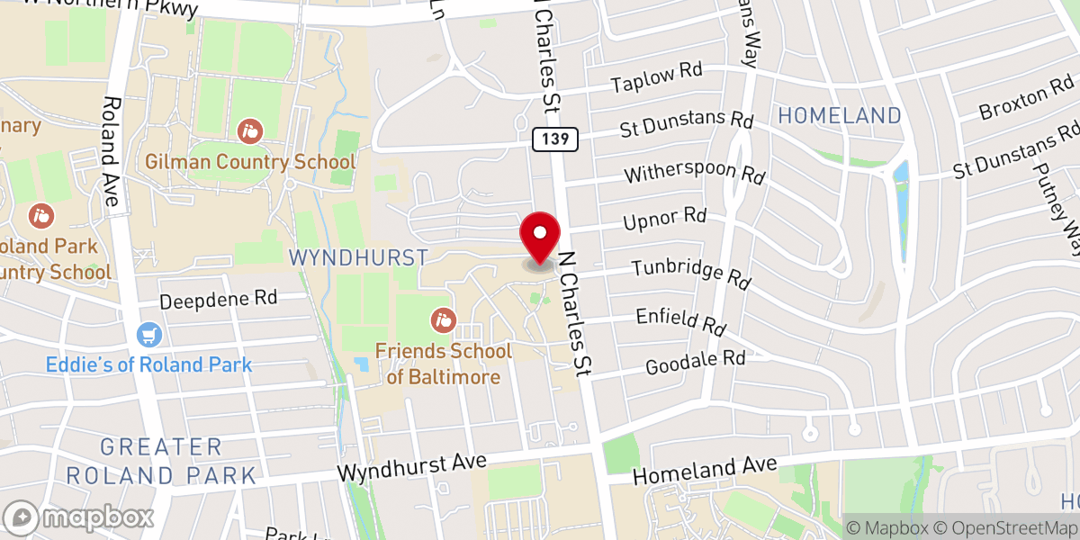Map showing location of Stony Run Friends Meeting House