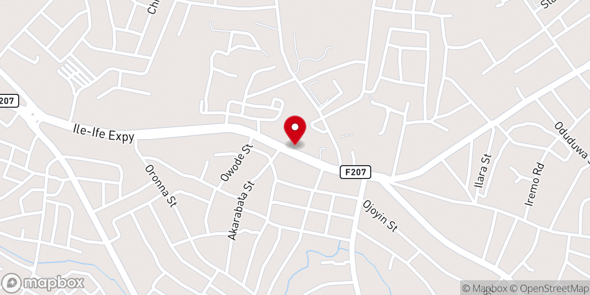 Map showing location of Living Faith a.ka. Winners Chapel.