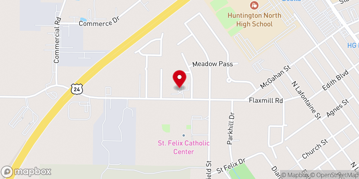 Map showing location of Evangelical United Methodist Church
