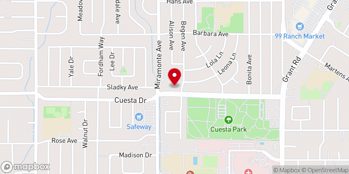 Map showing location of Menlo Church - Mountain View