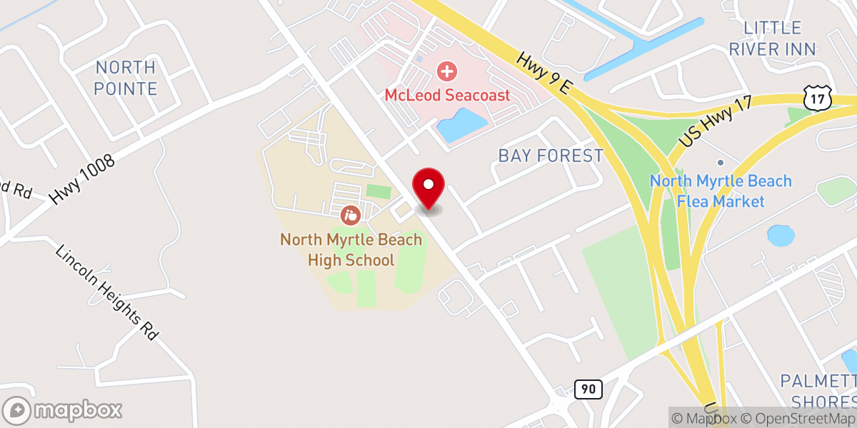 Map showing location of North Myrtle Beach Pentecostal Church