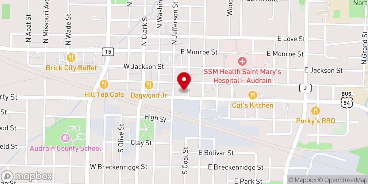 Map showing location of Mexico United Methodist Church