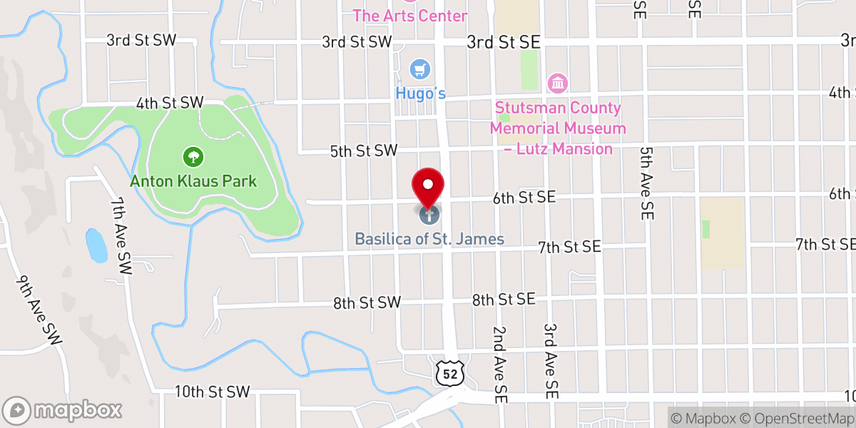 Map showing location of St. James Basilica