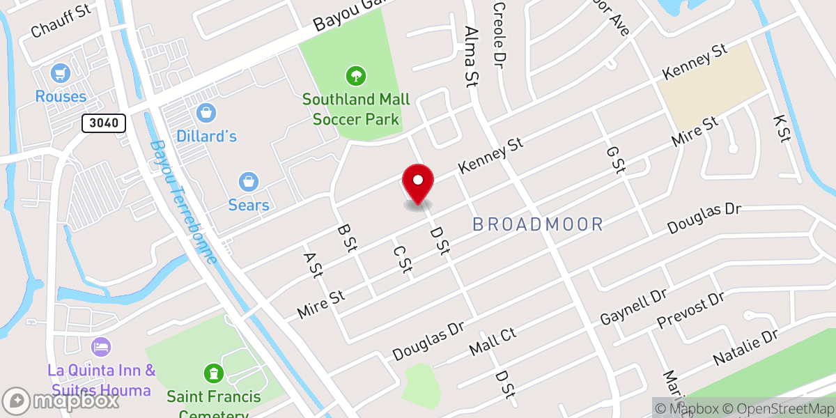Map showing location of St. Bernadette Catholic Church