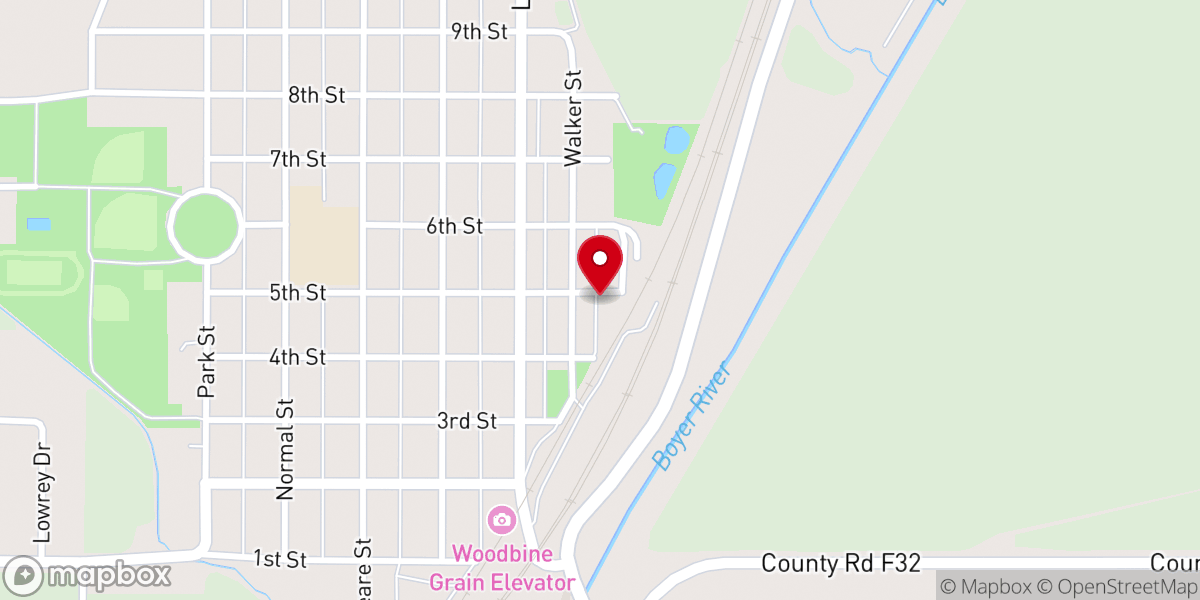 Map showing location of Woodbine Community Food Pantry Outreach Center
