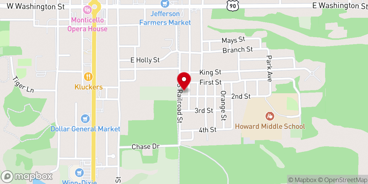 Map showing location of Memorial Missionary Baptist