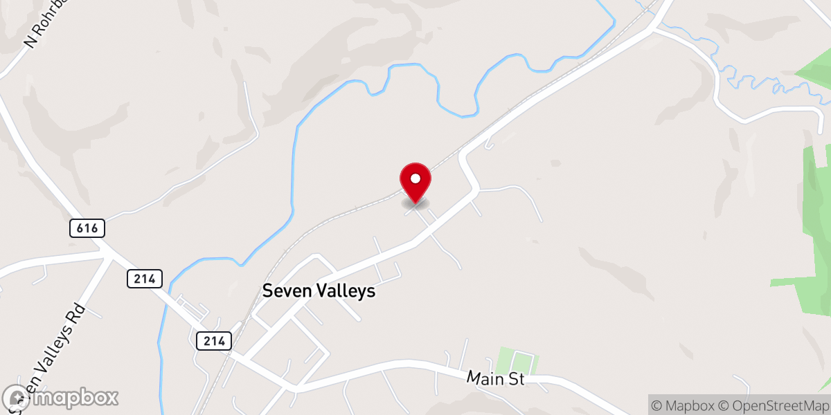 Map showing location of Heritage Trail Parking (Seven Valleys)