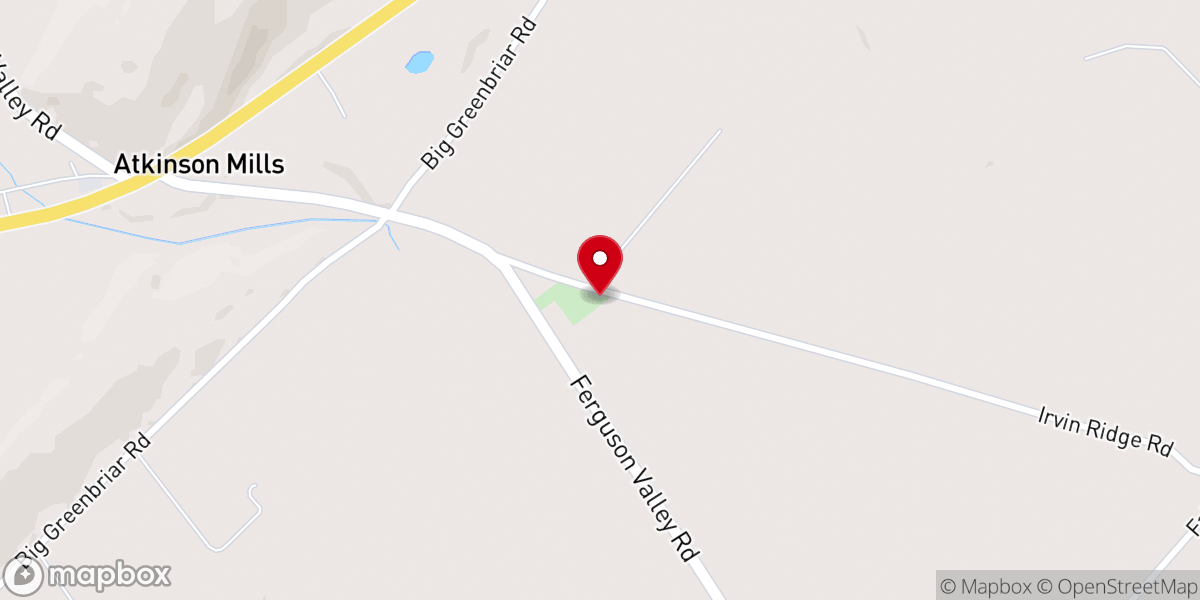 Map showing location of Atkinson Mills Church