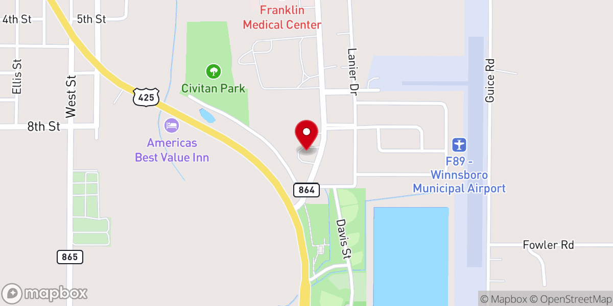 Map showing location of Winnsboro United Pentecostal Church