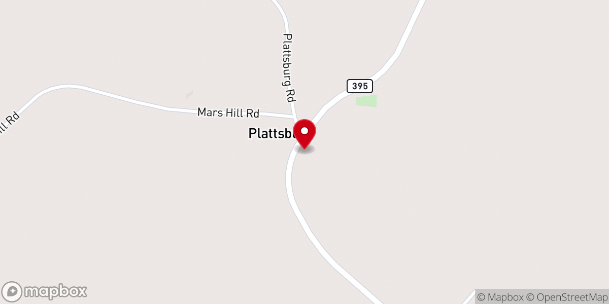 Map showing location of Plattsburg Baptist Church