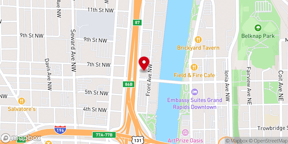 Map showing location of Crossroads Bible Church