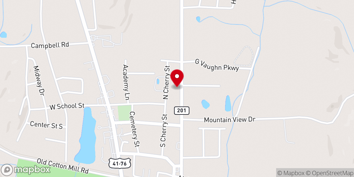 Map showing location of Tunnel Hill Community Church