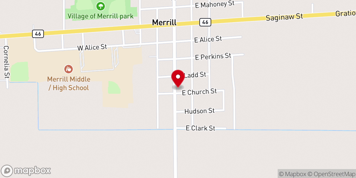 Map showing location of Sacred Heart Parish Center