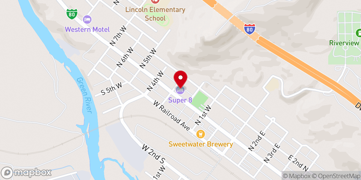 Map showing location of Super 8 by Wyndham Green River