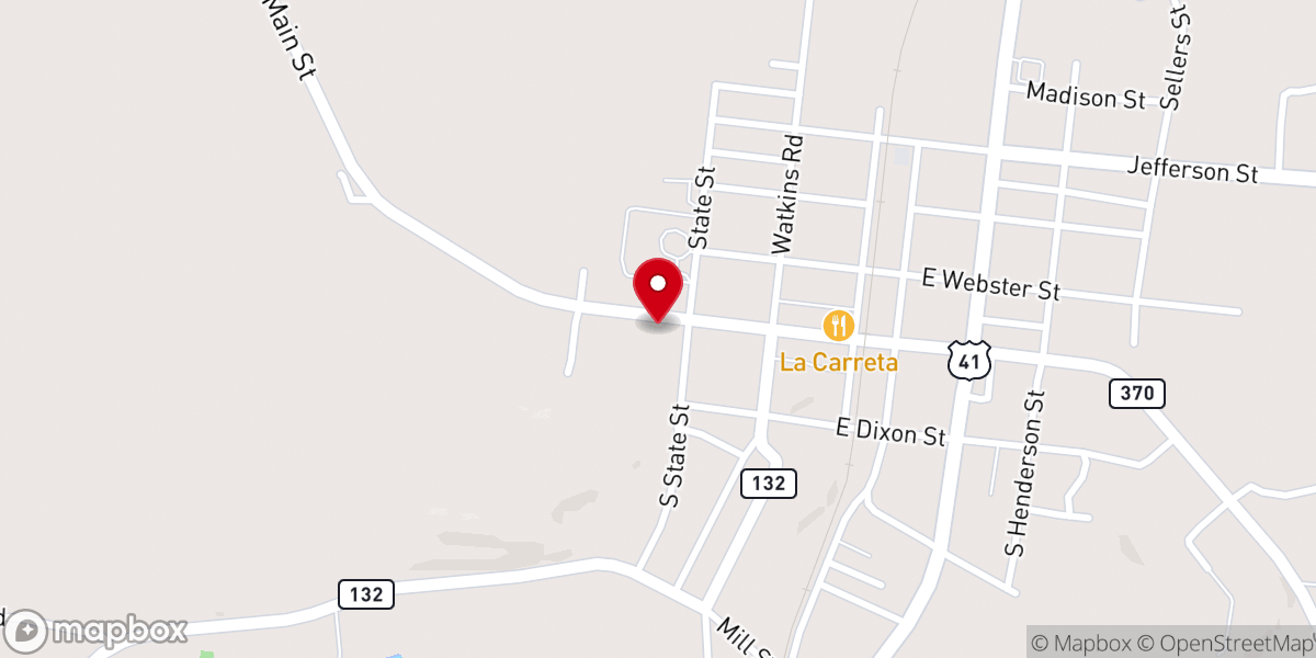 Map showing location of Sebree General Baptist Church
