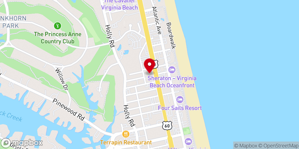 Map showing location of First Presbyterian Church of Virginia Beach