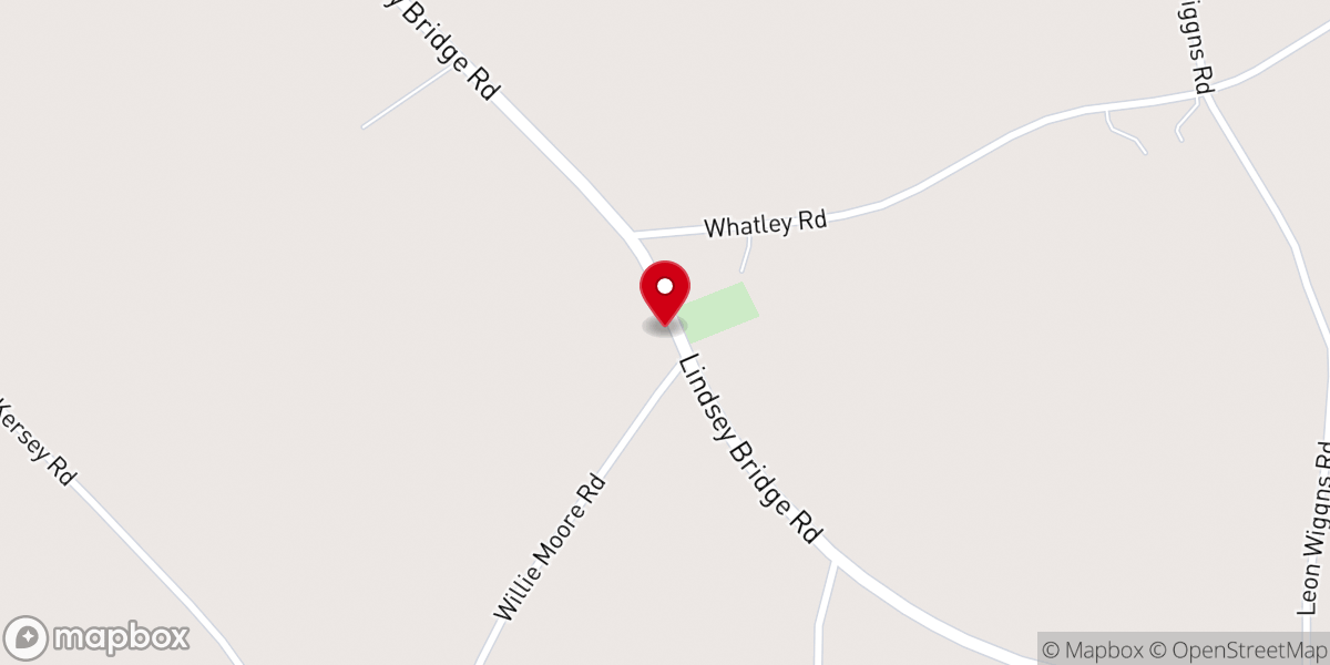 Map showing location of Oakey Ridge Baptist Church