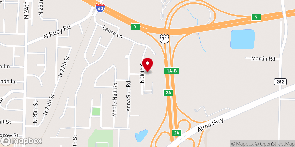 Map showing location of Butterfield Assembly of God Church