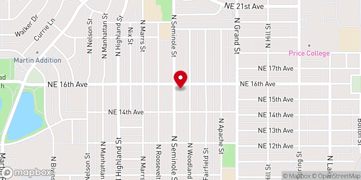 Map showing location of Northridge Church of Christ